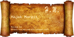 Hajek Margit névjegykártya